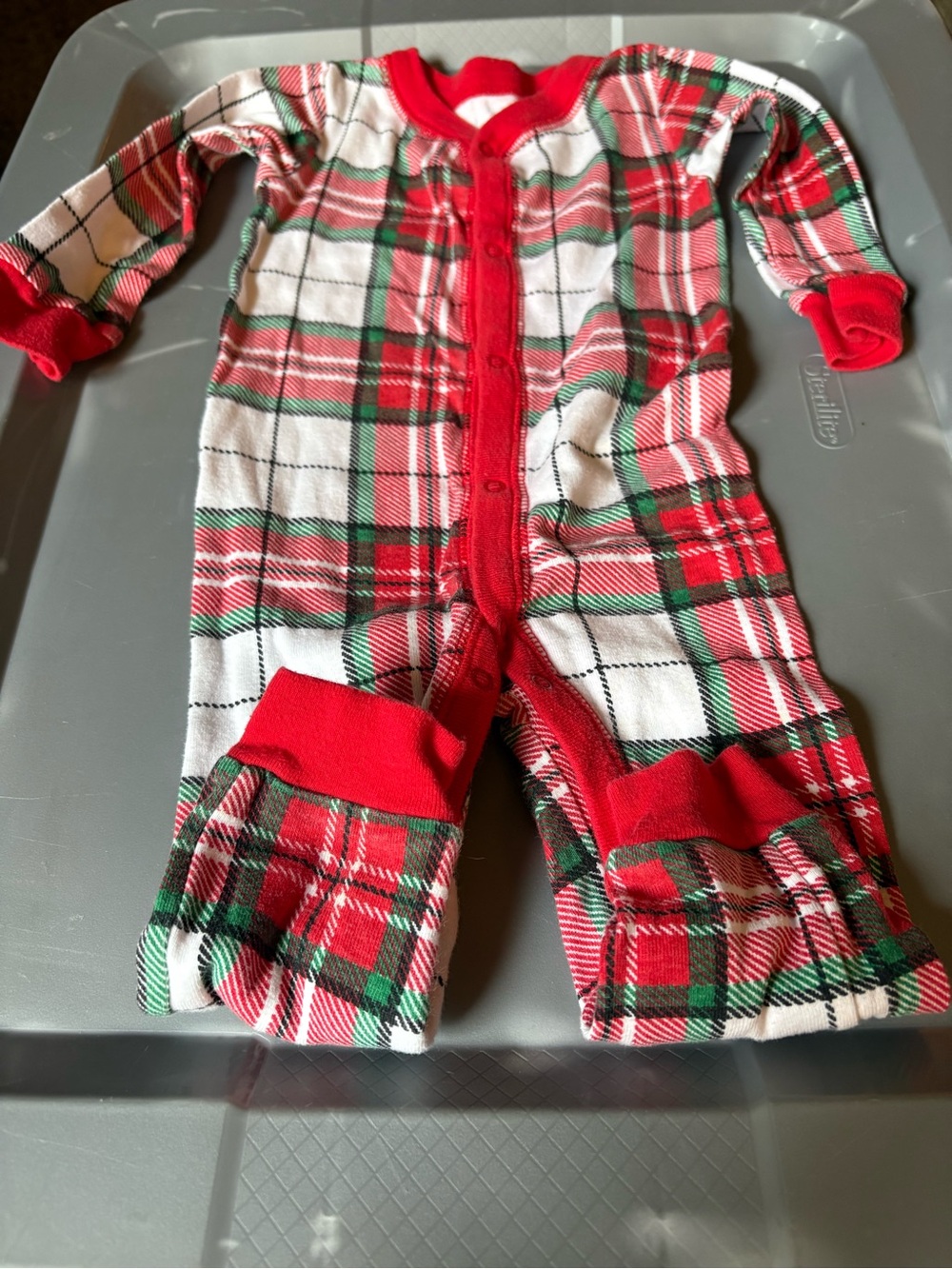 Carter's Red, Green & White Plaid Infant Footed Pajamas